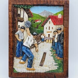Vintage Art Artisan Wooden Carving Bowling Aprox 9.5 Light x 7.25